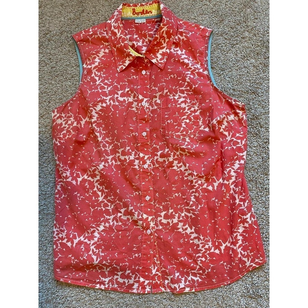 Boden Shirt Blouse US 12 Button Front Sleeveless Lightweight Tank Top s50